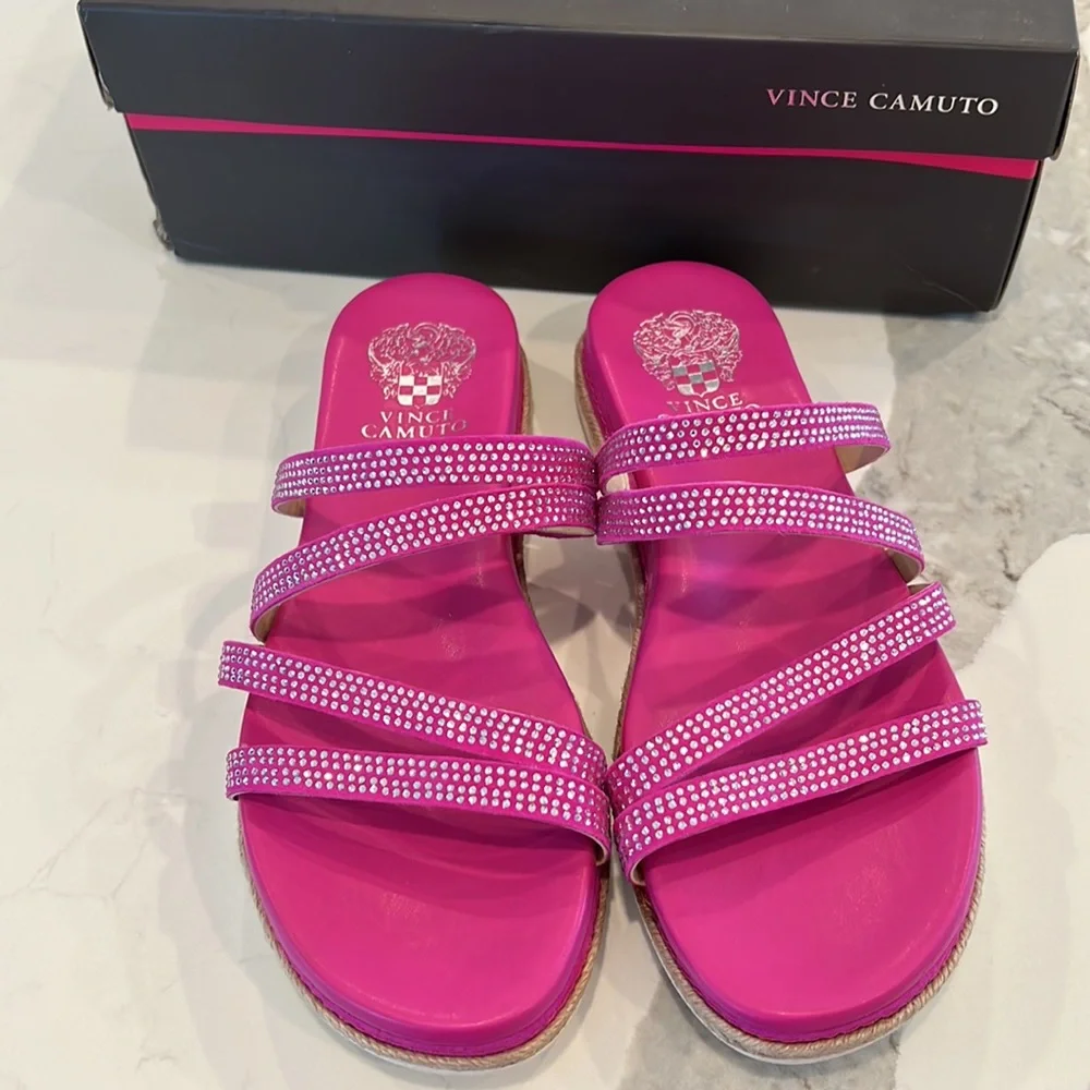 Vince Camuto Fuchsia Espadrille Sandals - Size 8W - Picture 2 of 8